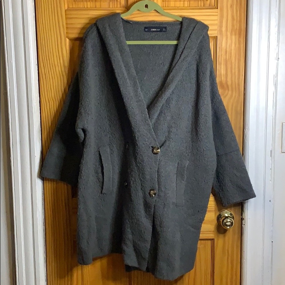 Long Cardigan Coat Hybrid Knit Size L